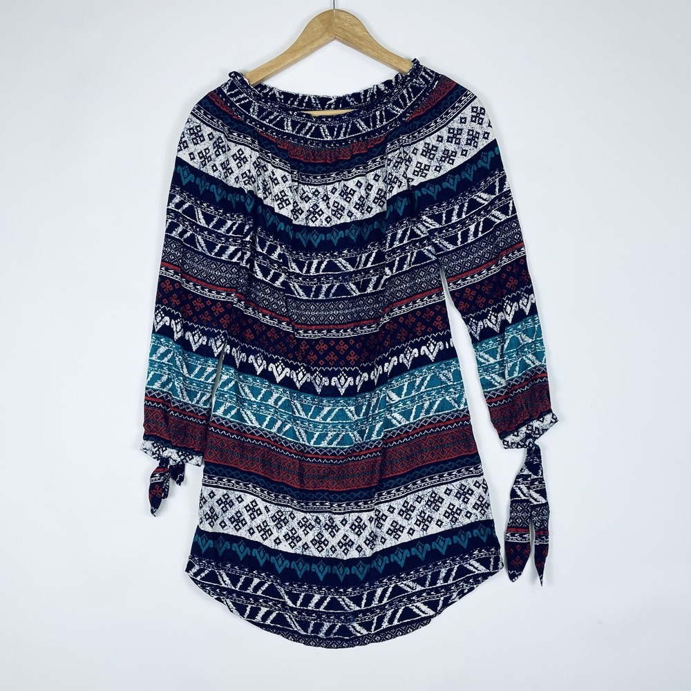 NEW Beach Lunch Lounge Women XS  Blue Teal Mae Boho Dress Resort Chic Vacation